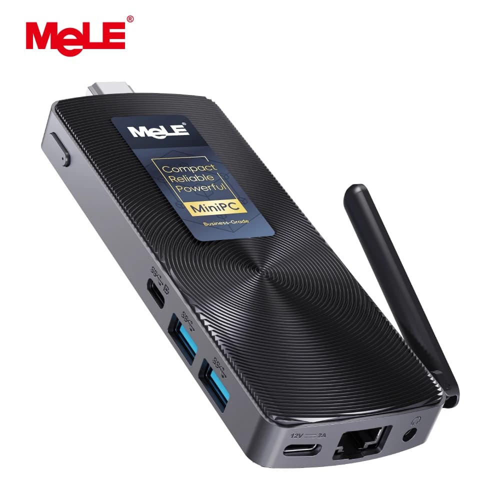 MeLE PCG02 Fanless Mini PC Stick N100 8GB LPDDR4 128GB Micro Desktop Computer with Full Function USB-C, 2.4G/5.0G WiFi, 4K HDMI