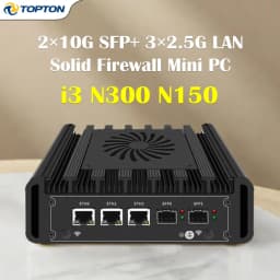 2×10G SFP Solid Fanless Firewall Mini PC Intel I3 N300 N305 N150 3×2.5G LAN DDR5 M.2 NVMe PfSense OPNsense Home Server Router