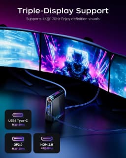 KAMRUI Mini Gaming PC R7 H255 16GB LPDDR5 512GB M.2 PCIe4.0 SSD Wifi6E BT5.2 2.5G LAN Radeon 780M 8K Win11pro Desktop Computer