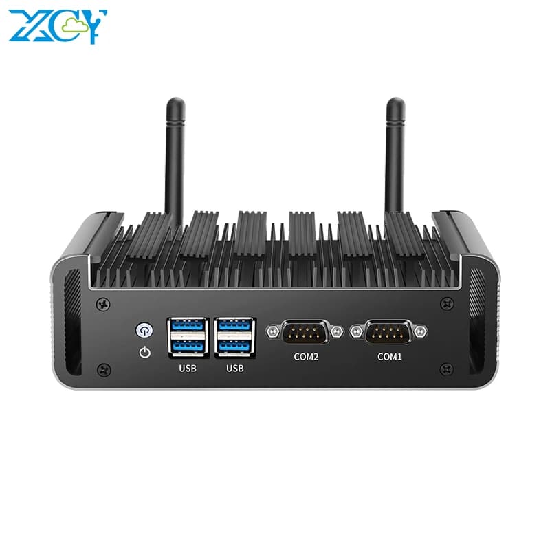 XCY Fanless Mini PC Intel Core I5 I7 I3 4th 5th Gen 2x Serial RS232 2x GbE HDMI VGA 4x USB Ports Support WiFi Windows Linux