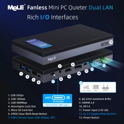 MeLE QuieterDL Fanless N150 Mini PC 2.5Gb Dual LAN Micro PC USB-C HDMI2.0 DP1.4 USB C Display Desktop Computers