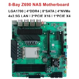 Topton 8-Bay NAS M-ATX Motherboard Z690 LGA1700 12-14th Gen Intel CPU 4xDDR4 8xSATA 4xNVMe 4x2.5G LAN 3xPCIE Firewall Server Boa
