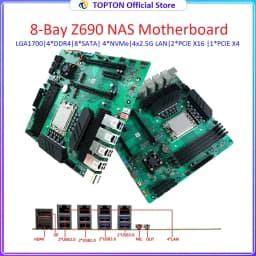 Topton 8-Bay NAS M-ATX Motherboard Z690 LGA1700 12-14th Gen Intel CPU 4xDDR4 8xSATA 4xNVMe 4x2.5G LAN 3xPCIE Firewall Server Boa