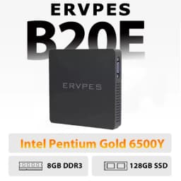 ERVPES B20E Mini PC, Windows 11, 8GB RAM 128GB SSD, Intel Pentium Gold 6500Y, Dual-Band WiFi, Compact Desktop for Home