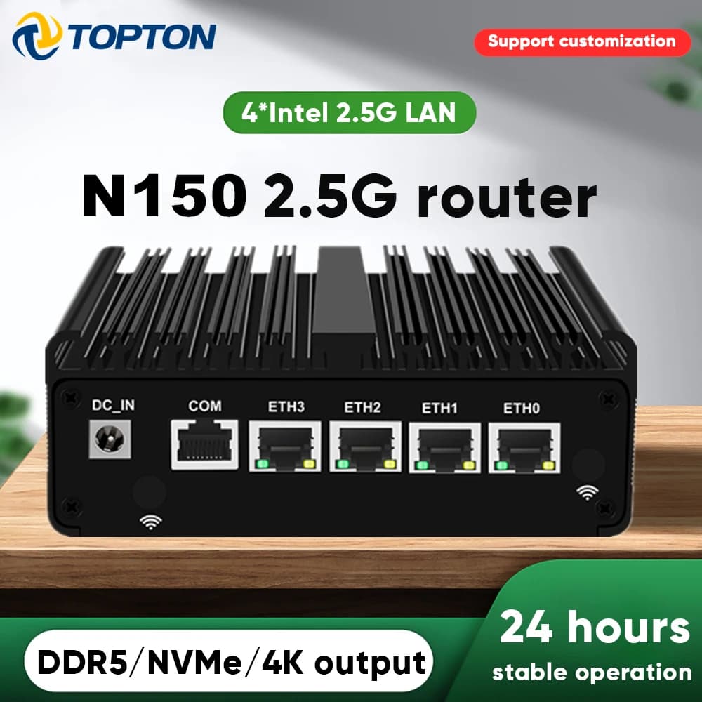 Intel N150 Firewall Upgraded Version Intel Celeron N5105 J6412 7305 Fanless Mini PC 4x2.5G Solid Mini Computer PfSense OPNsense