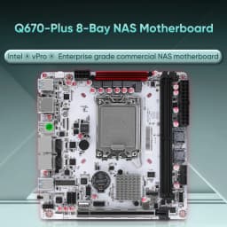 Q670 Plus Intel VPro 8-Bay NAS Motherboard 12/13/14th Gen LGA1700 CPU 3*NVMe 2*SFF-8643 1*PCIE5.0x16 2*DDR5 2*2.5G LAN Mainboard