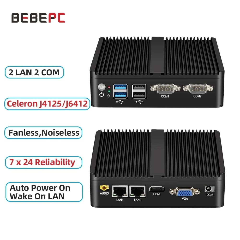 Intel Core I3-5005U Mini PC Barebone Dual LAN 2xRS232/485 4xUSB Support WiFi Linux Computer for Industrial Windows10Pro Ready
