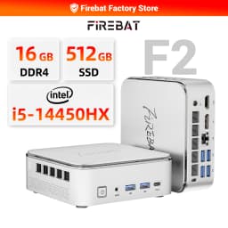 Firebat F2 Mini PC Intel Core I5-14450HX 10-Core 16-Thread Windows 11 16GB DDR4 RAM 512GB PCIe SSD WiFi 6 BT5.2 Triple Display