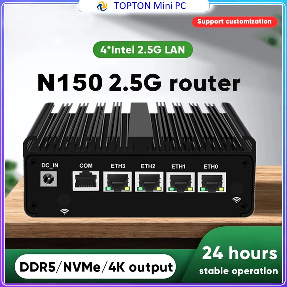 Topton Firewall Mini PC Upgraded Version Intel N150 Celeron N5105 J6412 7305 4x2.5G Fanless PC Mini Computer PfSense OPNsense