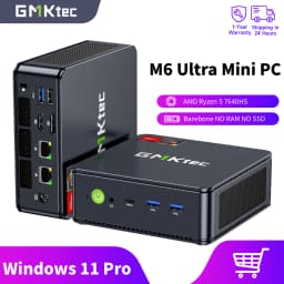 GMKtec M6 Ultra Mini PC AMD Ryzen 5 7640HS Windows 11 Pro 2.5G Dual LAN WiFi 6E BT 5.2 Desktop Computer USB 4.0 Mini PC