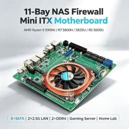 11‑Bay NAS Firewall Mini ITX Motherboard AMD Ryzen 9 5900H R7 5800H 5825U R5 5600U 8*SATA 2*2.5G LAN 2×DDR4 Gaming Mainbord