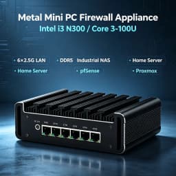 Intel I3 N300 Core 3-100U 6x 2.5G LAN Metal Mini PC Firewall Appliance DDR5 Industrial NAS Home Server PfSense PNsense Proxmox