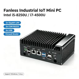 Fanless Industrial IoT Mini PC Intel Core i5 8250U i7 4500U 2xGigabit LAN 2xCOM Industrial Firewall Computer Windows Home Server