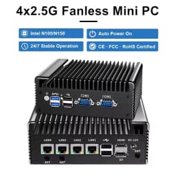Topton Intel N150 N100 4x2.5G LAN Fanless Mini PC i226-V 2*COM DDR4 NVMe Efficient Cooling Solid Firewall PC Industrial Computer