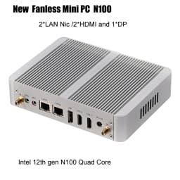 New N100 Palm Fanless Mini PC Intel Quad Core 12th Gen CPU 3*Display Computer 2*HD 1*DP 2*LAN Soft Router Windows11 Firewall