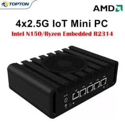 Intel N150 Firewall Mini PC AMD Ryzen Embedded R2314 4x2.5G LAN Soft Router Proxmox PfSense OPNsense Server Industrial Computer