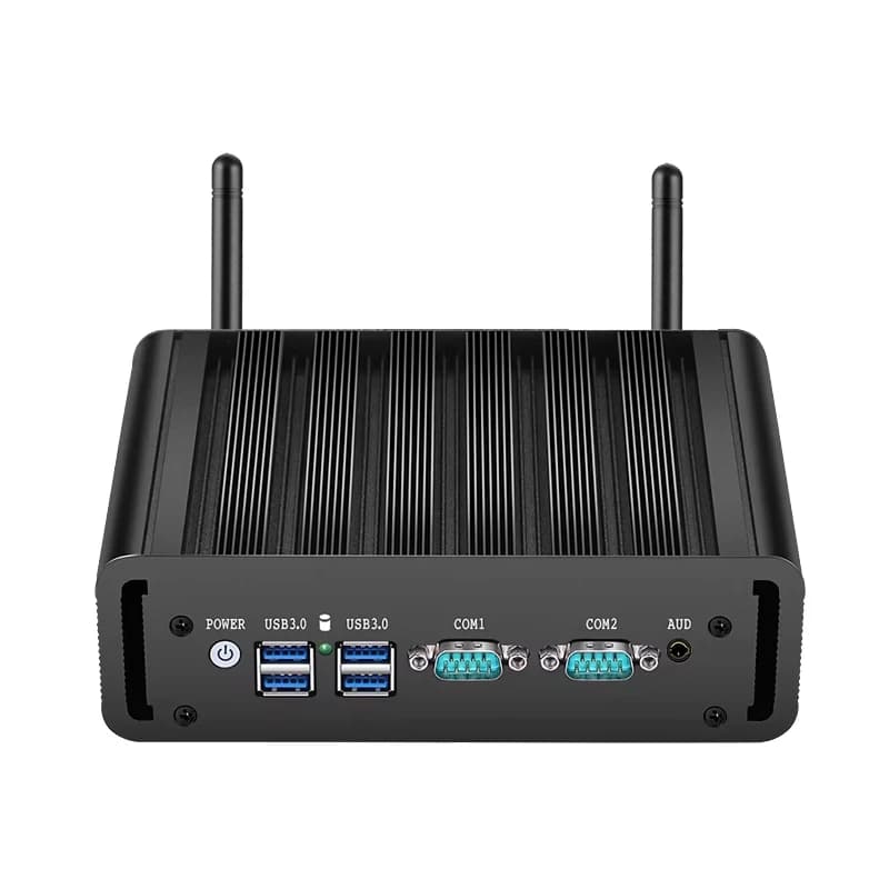 Fanless Industrial Mini PC Intel N100 J6412 2x Ethernet 2x COM RS232/485 6x USB 4G LTE SIM Card WiFi Windows Linux