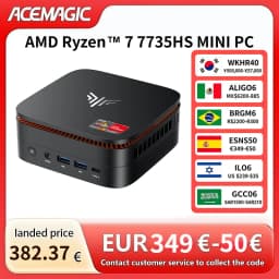 ACEMAGIC Ryzen 7 7735HS Gaming Mini PC 24GB LPDDR5 6400MHz 1TB NVMe SSD Radeon Graphics 8C 16T Desktop Computer 4K Triple Displa