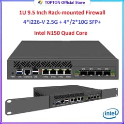 Intel N150 1U 9.5 Inch Rack Mounted Mini PC Firewall 4*/2*10G SFP 4* I226-V 2.5G LAN Mini Computer Network Security Home Server
