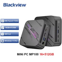 Blackview MP100 NEW Mini PC AMD Ryzen 5 7430U Windows 11 6-Core 12-thread 16GB DDR4 512GB SSD WiFi 6 Mini Computer PC BT5.2
