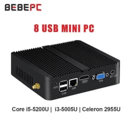 Intel Core I7-4500U I5-4200U Fanless Mini PC with 4xUSB3.0 4xUSB2.0 1xHDMI 1xVGA Support Linux Ubuntu Computer Win10Pro Ready