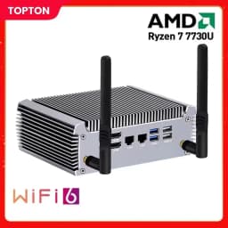 Topton FU02 Fanless Mini PC AMD Ryzen 7 7730U 5825U R5 5625U 4500U Gaming Computer Dual LAN Firewall 2*HDMI2.0 NVMe DDR4 WiFi6
