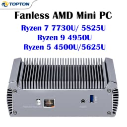 Fanless AMD Mini PC Ryzen 9 4950U Ryzen 7 7730U 5825U 4700U Dual LAN Firewall Gaming Computer Windows 11 Office Home Router