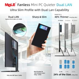MeLE QuieterDL Fanless Mini PC 2.5Gb Dual LAN N100 Micro PC USB-C HDMI2.0+DP1.4 Triple Display Desktop Computers