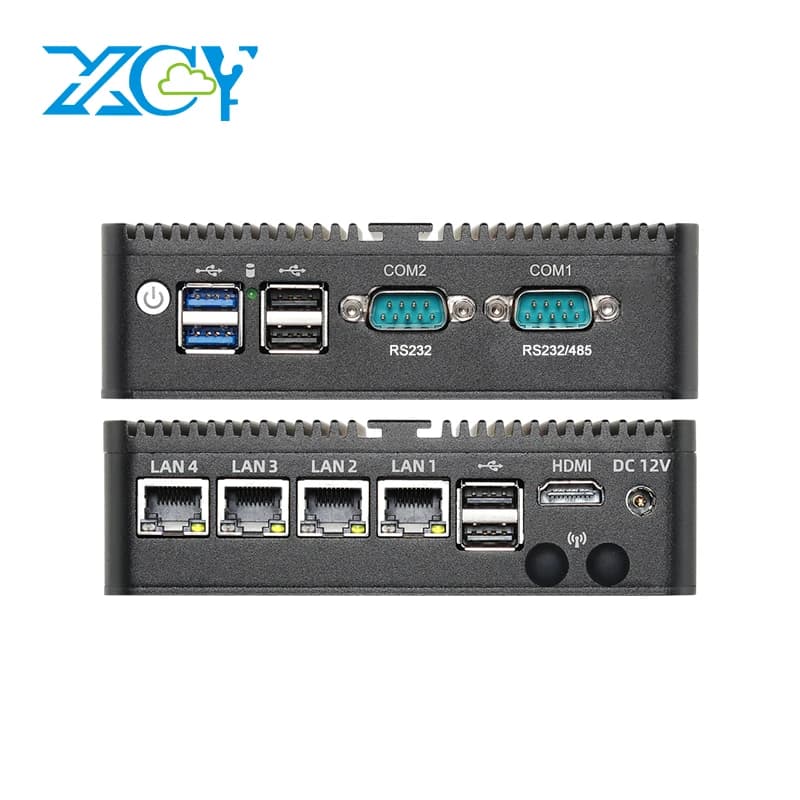 XCY Fanless Mini PC Intel N150 J4125 J6412 J1900 N2830 N5105 4x 2.5G Ethernet Thin Client PC Support Windows Linux Pfsense