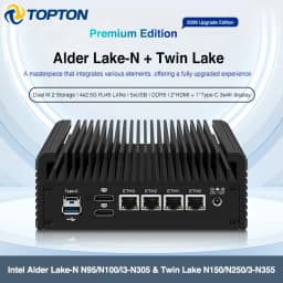 Topton Solid Firewall Intel I3 N355 N305 8 Core 4xi226-V 2.5G Mini PC N95 DDR5 2xNVMe Fanless Soft Router Proxmox Server