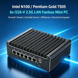Intel N100 Pentium Gold 7505 Fanless Mini PC 6x Intel I226‑V 2.5G LAN RJ45 COM Firewall Home Server OPNsense Industrial Computer