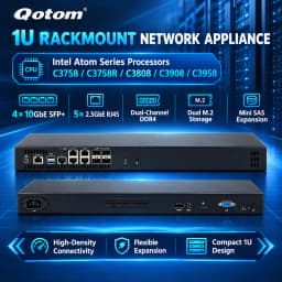 Qotom Q20331G9 1U Rack Chassis Mini PC 5*2.5G Lan SFP Atom C3808 C3758R C3558 C3958 C3908 Pfsense Mini PC Server