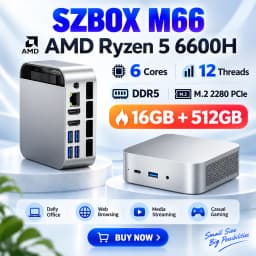 SZBOX M66 Mini PC Ryzen 5 6600H Ryzen5 7640HS 16GB 24GB 1TB Win11 Pro DDR5 NVMe SSD WiFi6 BT5.2 Gaming Desktop Office Mini PC