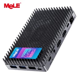 MeLE Fanless Mini PC N150 8GB DDR4 128GB,Industrial Grade Micro Computer Cyber X1,Dual HDMI,4K Display,USB 3.2,USB C,WiFi5 BT5.1