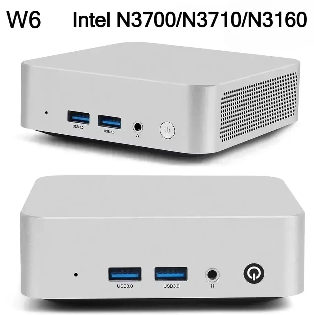 SZBOX W6 Intel N3700/N3710/N3160 Mini PC DDR 2*SATA SSD Wifi BT Pocket Office Computer Windows 10 Desk Computer