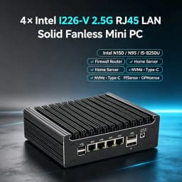 4x Intel I226-V 2.5G LAN Fanless Mini PC Intel N150 N95 I5-8250U 4417U Firewall Industrial Computer Home Server PfSense OPNsense