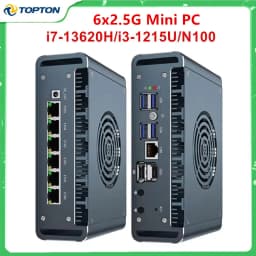 Topton Intel Core i7 13620H i3 1220P N300 3 100U Firewall Mini PC 6x2.5G LAN DDR5 NVMe Proxmox pfSense OPNsense Mini Computer