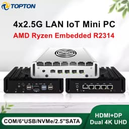 Topton Firewall Router Mini PC Intel N150 AMD Ryzen Embedded R2314 4x2.5G LAN NVMe 6xUSB Proxmox PfSense OPNsense Home Server