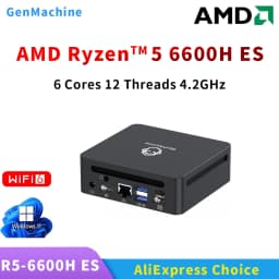 GenMachine Ryzen 5 6600H ES 3.3GHz-4.5GHz TDP 45W  Mini PC Windows 11 LPDDR5 16G 6400Mhz WIFI6 Mini Pc Gamer Gaming Ordenador