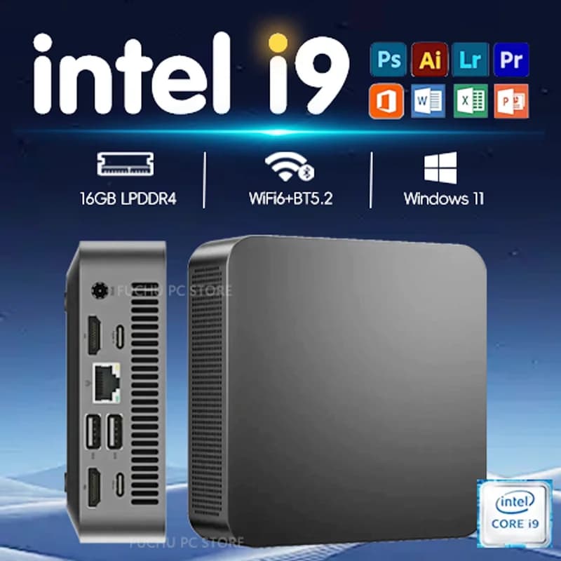 MINI Gaming PC Windows 11 Intel Core i9 10980HK/Intel N150 MINI Host 16GB DDR4 2048GB SSD WIFI 6 BT5.2 Gaming MINI PC