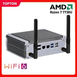 Topton Fanless AMD Mini PC Ryzen 9 4950U 7 7730U 5825U 4700U Windows 11 Gaming Computer Dual LAN Firewall 2*HDMI2.0 NVMe DDR4