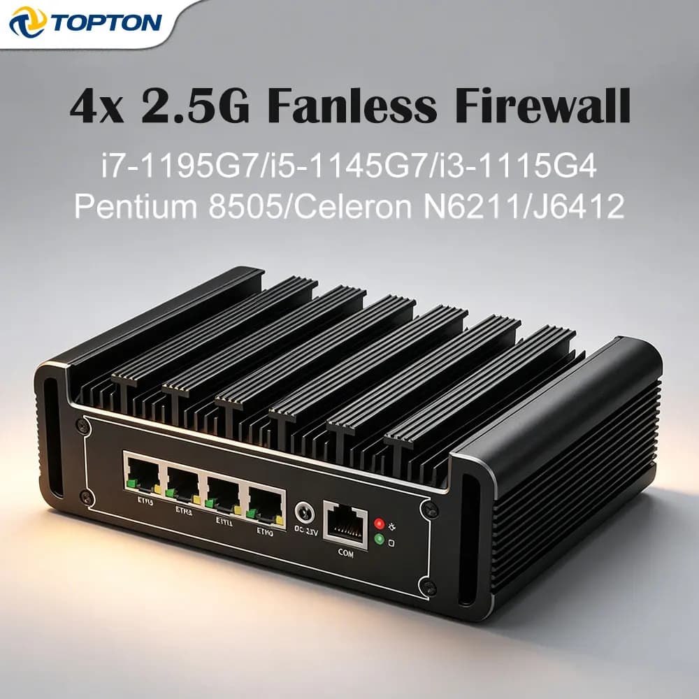 Top Version Fanless Firewall Mini PC Intel I7 I5 I3 8505 N5105 7305 4x I226-V 2.5G LAN PfSense Proxmox OPNsense Home Server