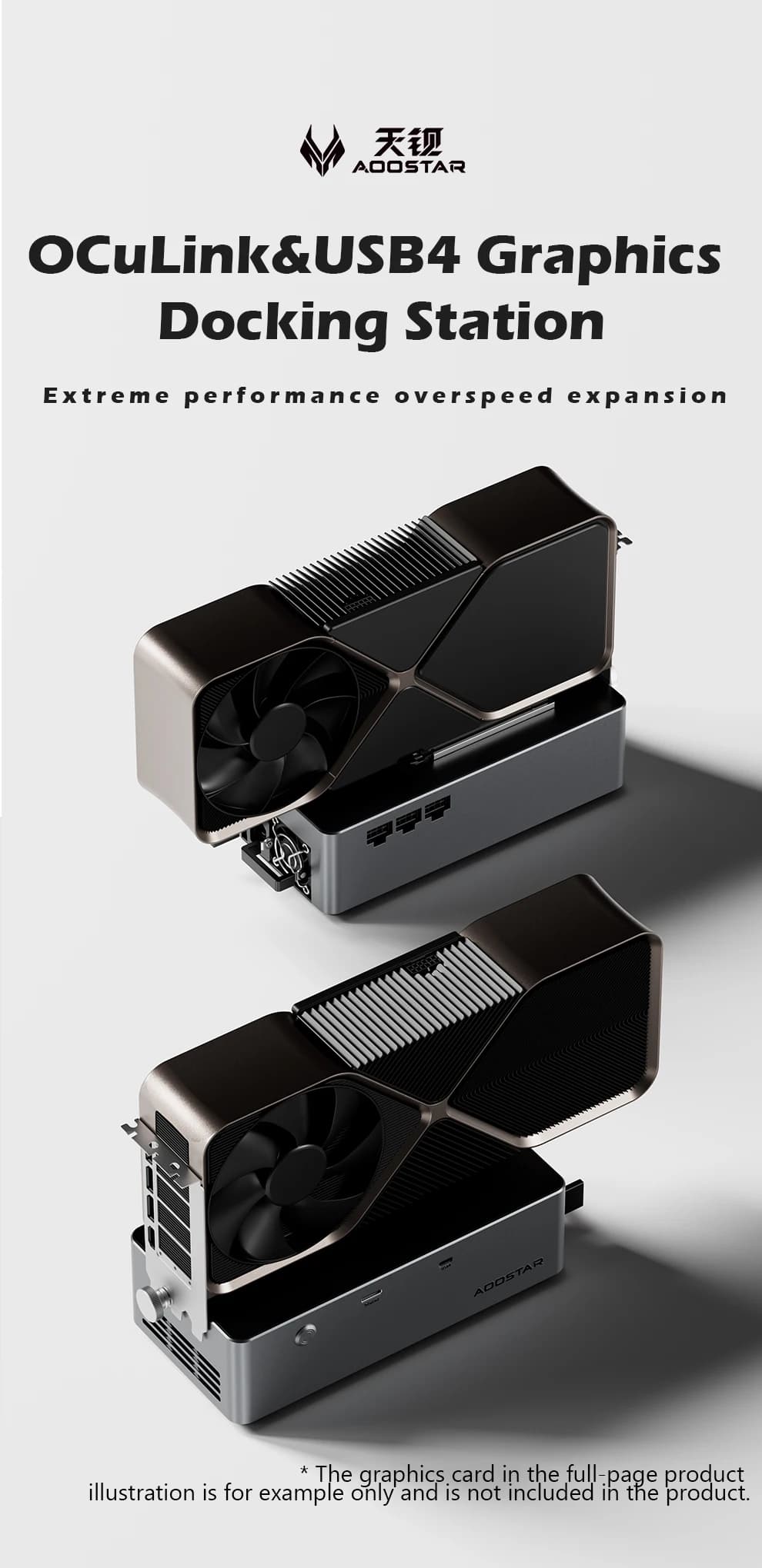AG01 AG02 EGPU Dock with OCulink/USB4 Port, Built-in 800W Power Supply, Supports TGX Hot-swap, PCIe 4.0 X4