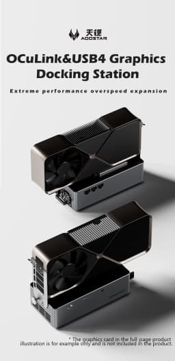 AG01 AG02 EGPU Dock with OCulink/USB4 Port, Built-in 800W Power Supply, Supports TGX Hot-swap, PCIe 4.0 X4