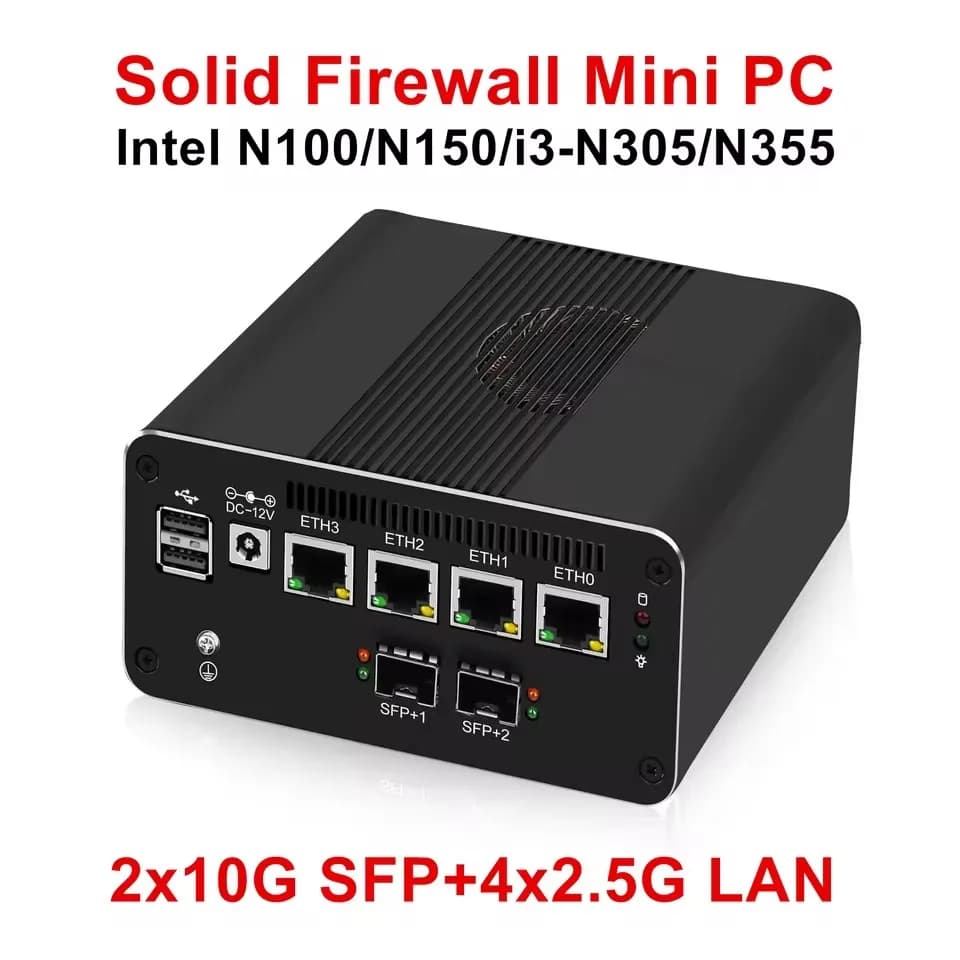 Topton Solid Firewall Mini PC 2x 10G SFP+ 4x/8x 2.5G LANs Twin Lake Intel N150 DDR5 NVMe Proxmox pfSense Network Homelab Server