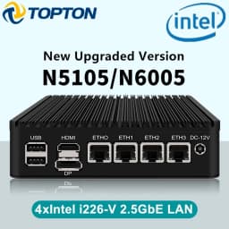Fanless Mini PC 4 Intel i226-V 2.5Gb LAN N6005 i225-V N5105 2*NVMe TPM2.0 Switch Soft Router VPN Server ESXI Firewall Appliance