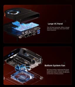 Aoostar G-FLIP AMD Ryzen AI9 HX370/R7 8745HS/R7 8845HS/R9 Pro 8945HS Mini PC Gaming Computer 5' Screen WIFI BT USB4 OCuLink