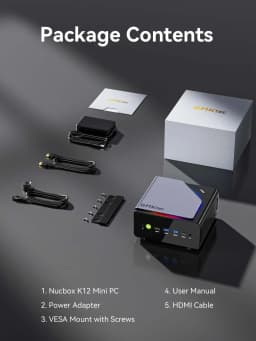 GMKtec K12 Mini PC AMD Ryzen 7 H 255 Windows 11 Pro DDR5 5600Mhz PCie4.0 NVMe SSD Wifi6E BT5.2 Quad Screen Display Oculink