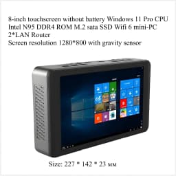 CPU Intel N95 Windows 11 Mini PC with 8 Inch Touch Screen DDR4 SSD WIFI6 Industrial Tablet Mini PC All-in-One Computer