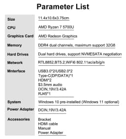 GenMachine AMD Ryzen 7 5700U/5800H/5800U/4800H Mini PC Windows 11 Pro DDR4 3200MHz NVMe SSD WiFi6 BT5.2 Desktop Gaming Computer